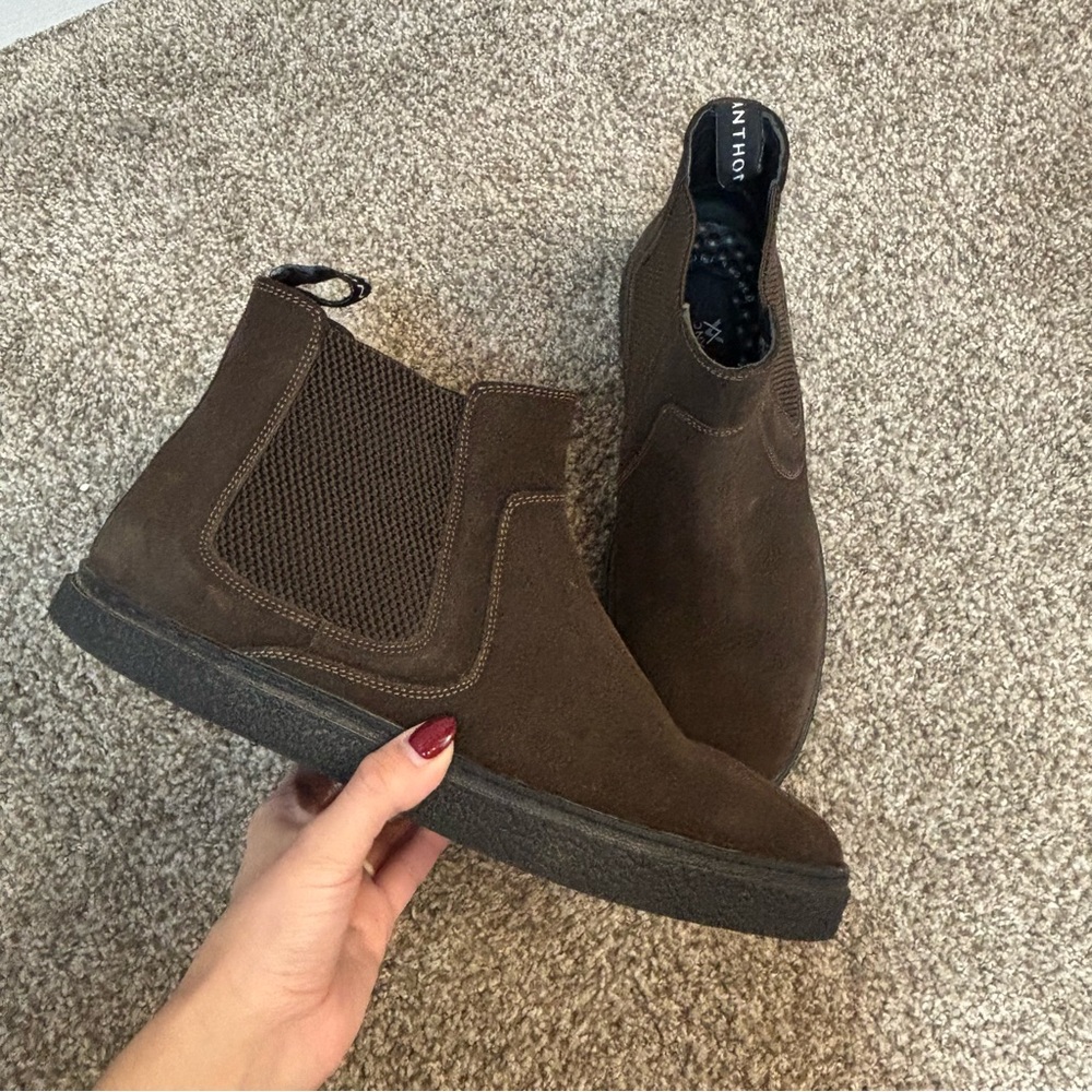 ANTHONY VEER Mens Brown Hills Almond Toe Suede‎ Leather Chelsea Boots 11